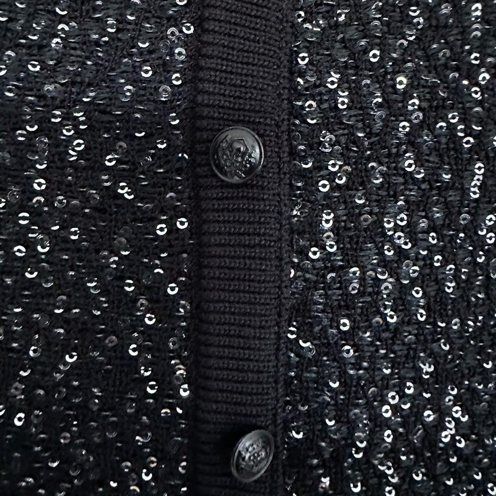 NWT | The Kooples | Black Knit Pencil Midi Skirt | Silver Sequin-Embellished - Picture 3 of 10